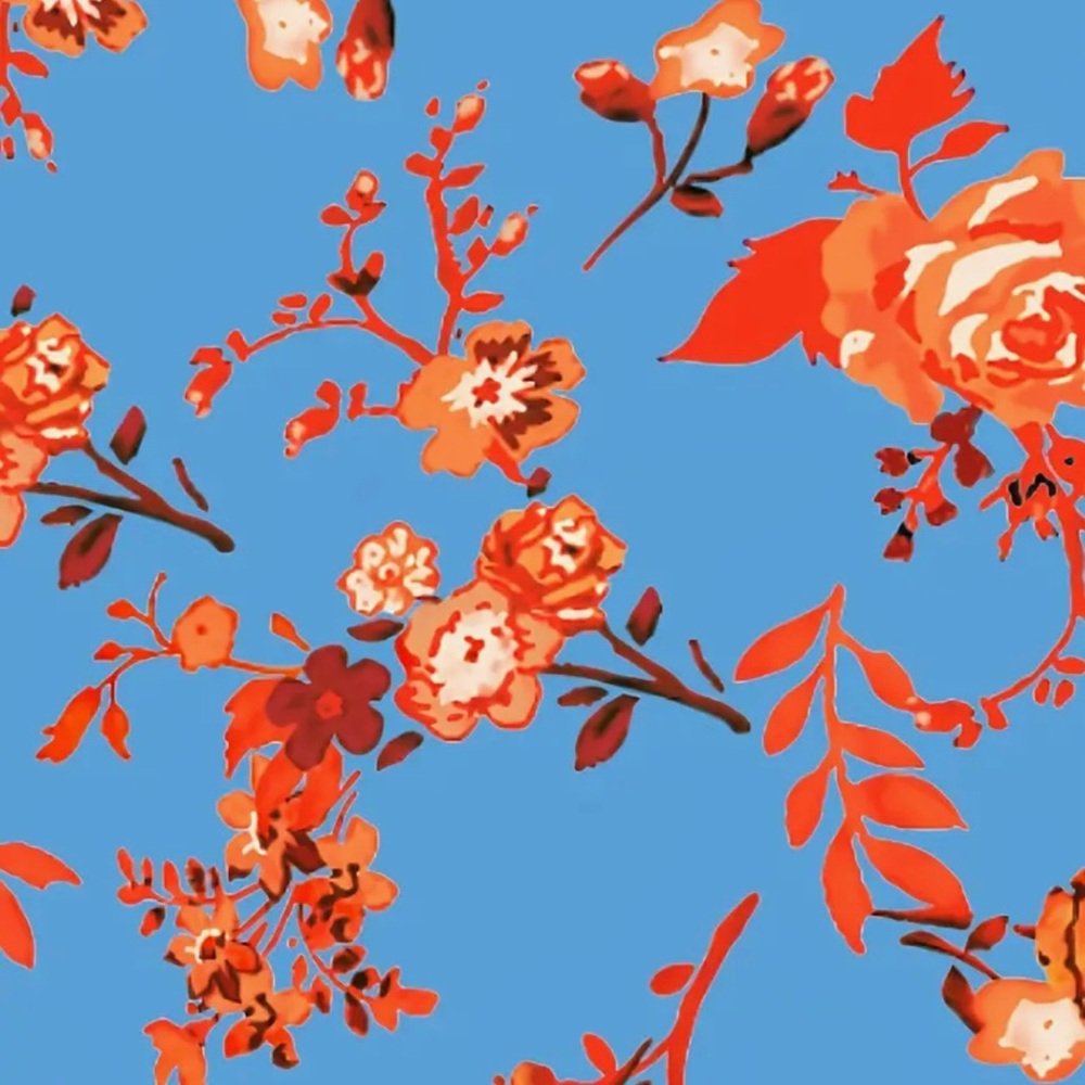 Blue Orange Floral Tie Front Bikini Set - Picture 6 of 8